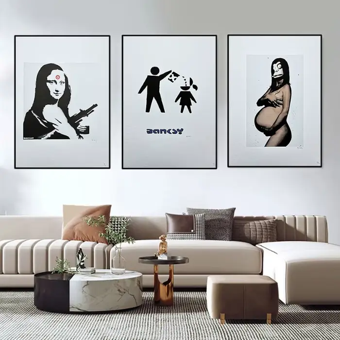 Banksy Street Graffiti affiche abstraite noir et blanc ballon fille toile humaine peinture mur Art pour salon décor à la maison