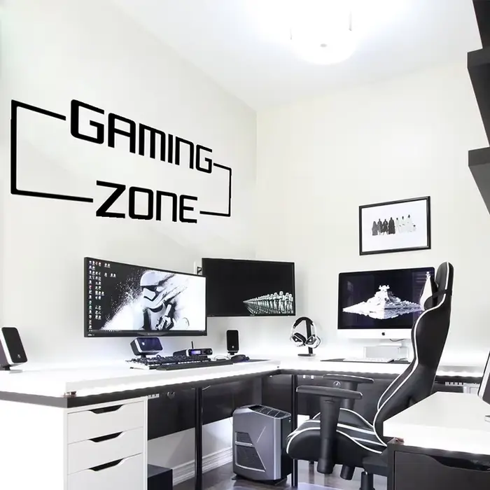 Grand autocollant mural Gaming Zone, salle de jeux, chambre d'enfant, jeu vidéo, citation, décalcoma