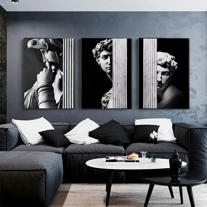 Statue de David moderne noir et blanc