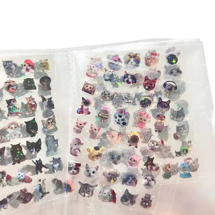 Autocollants Laser chat, 10 pièces, mémo, paillettes pour animaux de compagnie, imperméable, translu