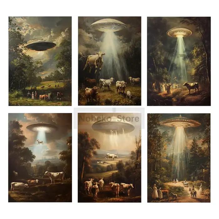 Affiche de peinture à l'huile d'ovni de style européen