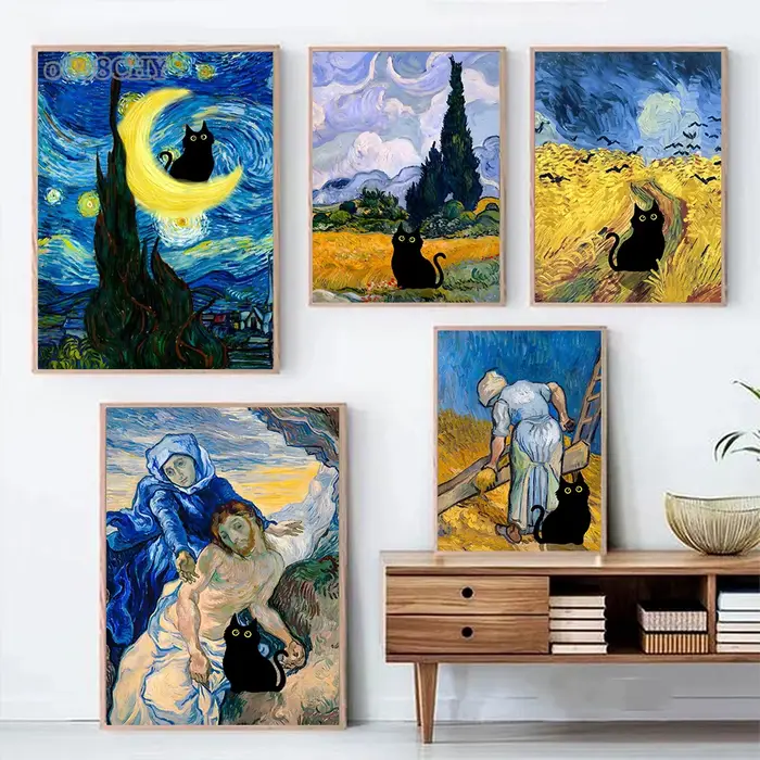Toile de chat noir drôle