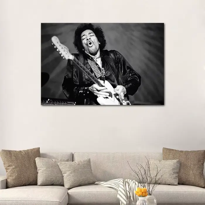 Affiches Jimi Hendrix, peinture sur toile vintage, impression d'art mural noir et blanc pour la décoration de la maison