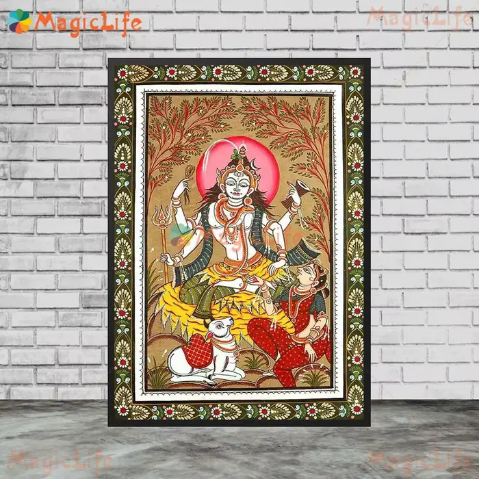 Affiche murale Padmasana Shiva ParvSauwith Nandi