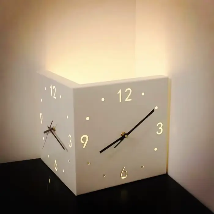 Horloge murale d'angle Double face moderne pour salon