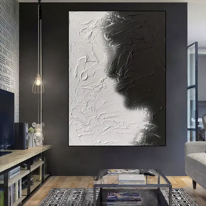 Toile d'art abstrait noir et blanc pour visage féminin, peinture minimaliste, affiches esthétiques imprimées, décoration de salon moderne pour la maison