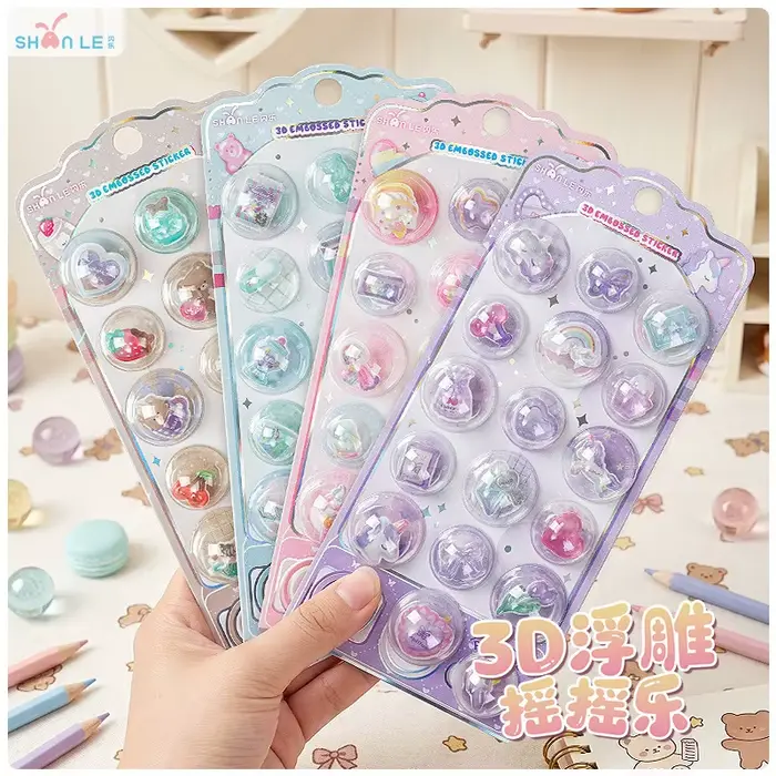1 autocollant 3D en forme de capsules de dessins animés mignons pour scrapbooking