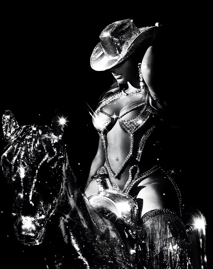Affiche de conception artistique en noir et blanc, Silhouette mystérieuse de femmes près de la fenêt