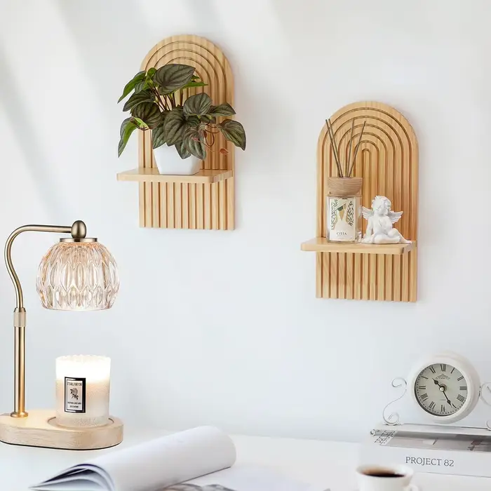 Boho étagères en bois pour mur décoratif livre étagère murale flottante pour salon salle de bain chambre