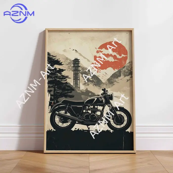 Affiche vintage Cafe Racer – Décoration murale moto style grunge