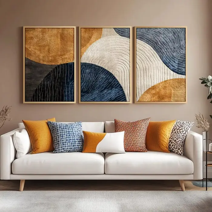 Ensemble d'art triptyque Japandi, décoration murale abstraite en 3 pièces, œuvre d'art moderne, art 