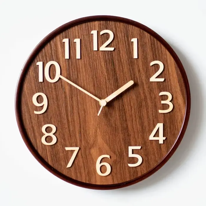 Horloge murale en bois massif de 12 pouces