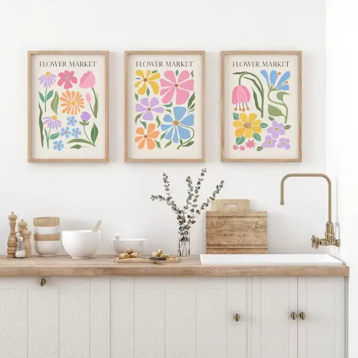 Affiche de ville de marché de fleurs florales abstraites