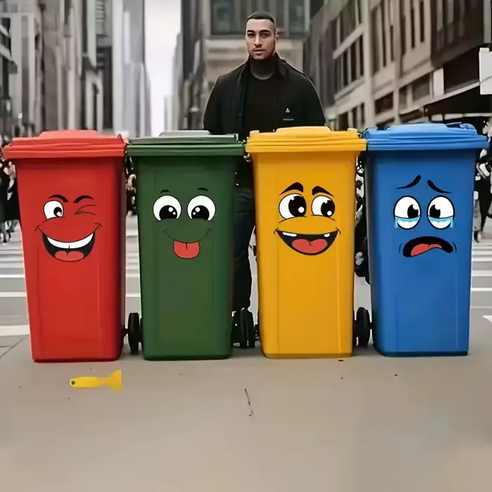 4 autocollants de visage drôles pour couvrir les points de paroi laides! Amovible et autocollant pour poubelles