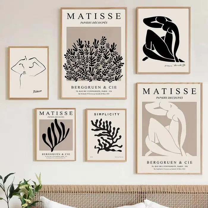 Affiches rétro Matisse corail Picasso Boho