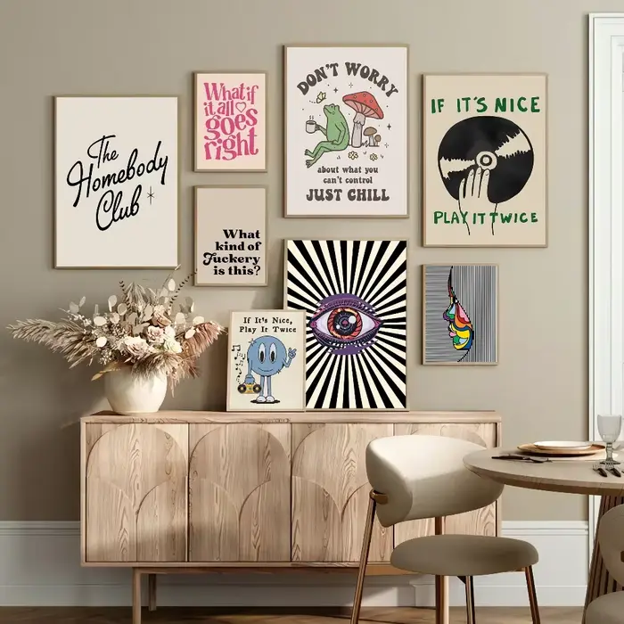 Affiches en toile imprimées de dessin animé rose