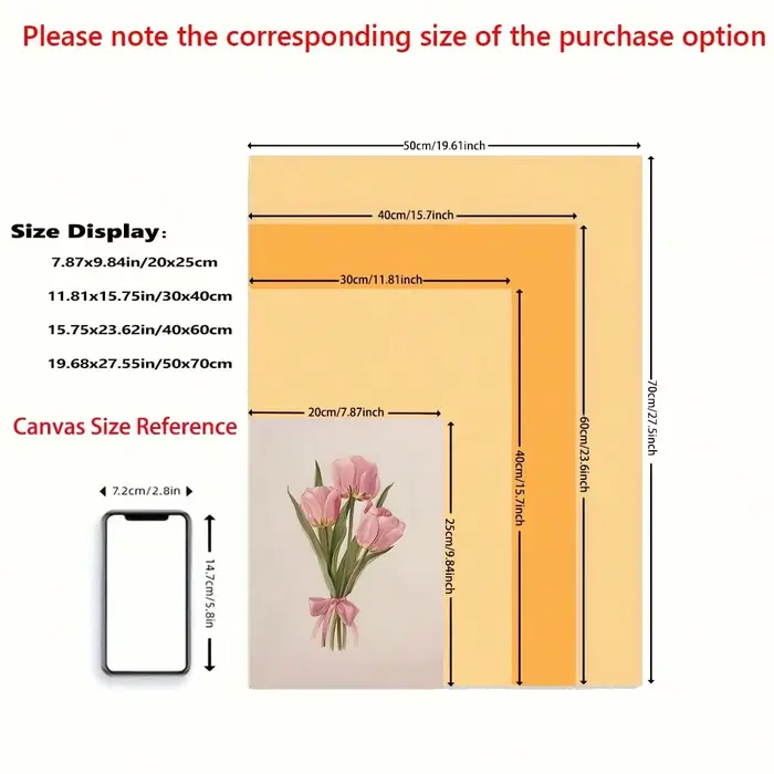 Toile d'art mural florale de tulipe rose avec cadre
