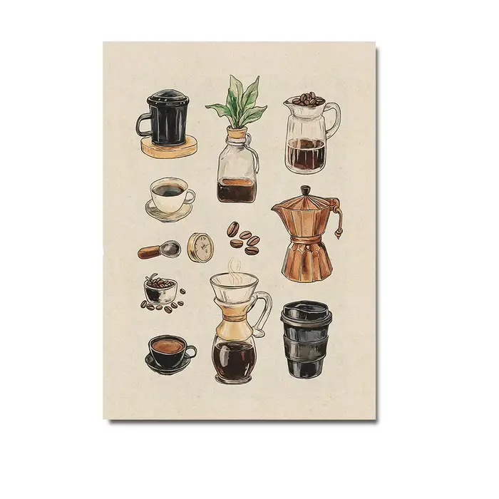 1 pièce Tableau mural rétro non encadré sur toile rustique, impression pour amateurs de café, pour c