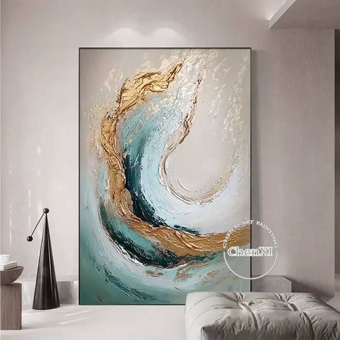 Toile de mur de peinture à l'huile de paysage de vague de mer naturelle, art à la maison, image à la