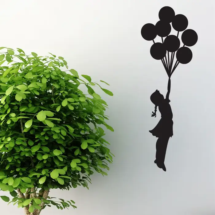 Autocollant Mural en Vinyle avec Ballon Flottant Banksy