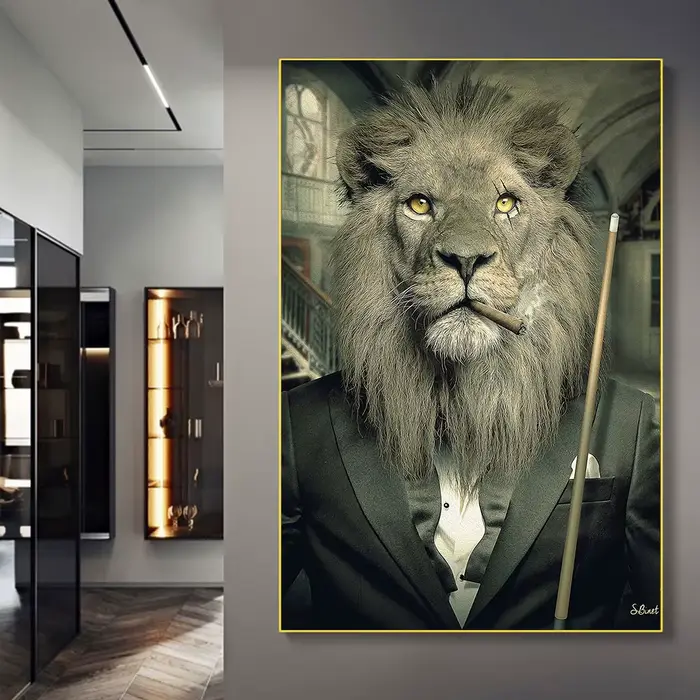 Toile imprimée Lion dans un costume