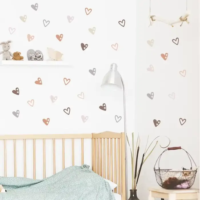 24 pièces coeur autocollant mural pour chambre d'enfants bébé garçon
