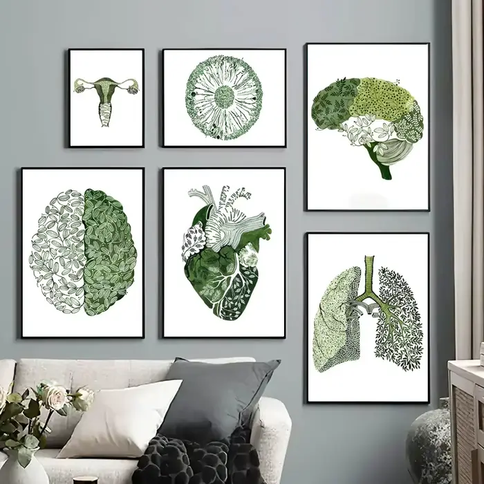 Affiches nordiques d'anatomie de médecine abstraite verte