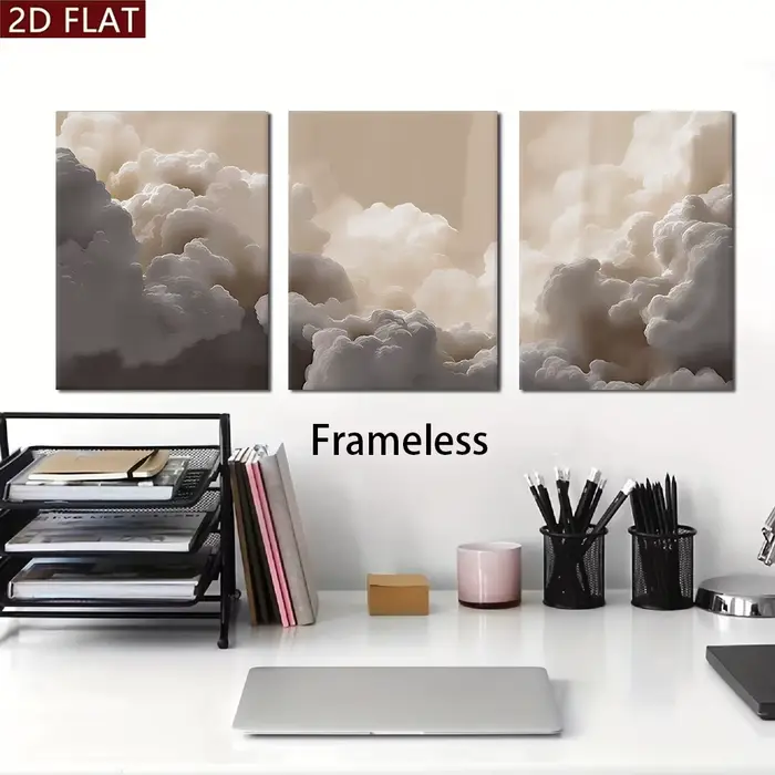 1 ensemble de tableaux décoratifs nuages et brumes style Instagram, modernes et simples, pour mur de fond de canapé de salon, chambre triple, salle à manger
