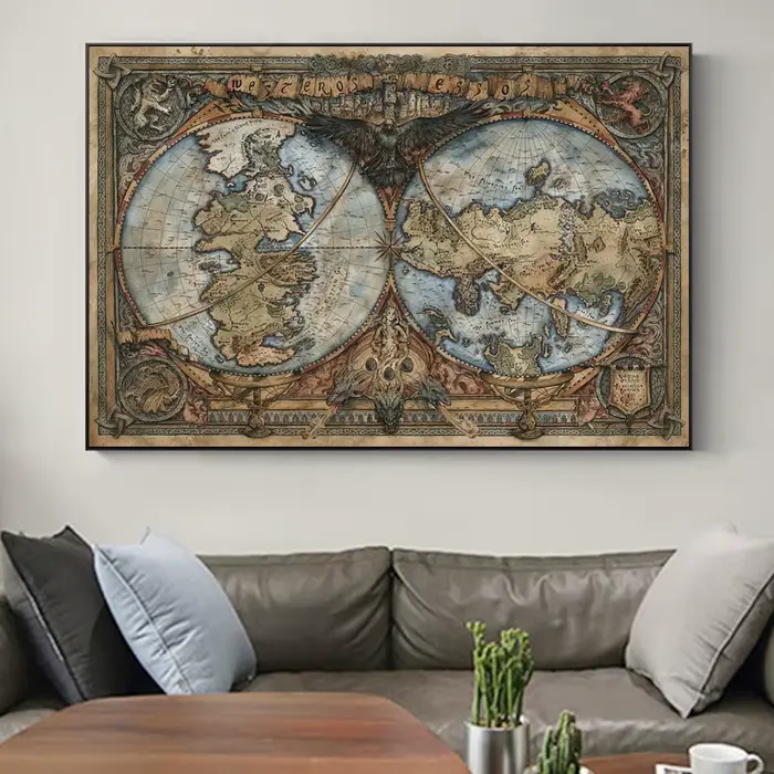 Thrones Game Dépannage et Essos Land Map Poster