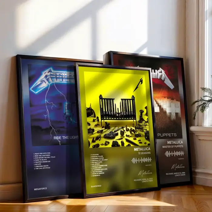 Affiche M-Metallicas, couverture d'album musical, peinture sur toile, impression artistique, décoration murale pour la maison, cadeau