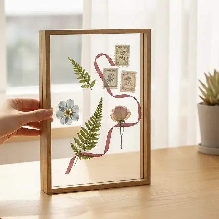 Cadre en verre transparent double face pour l'affichage de photos