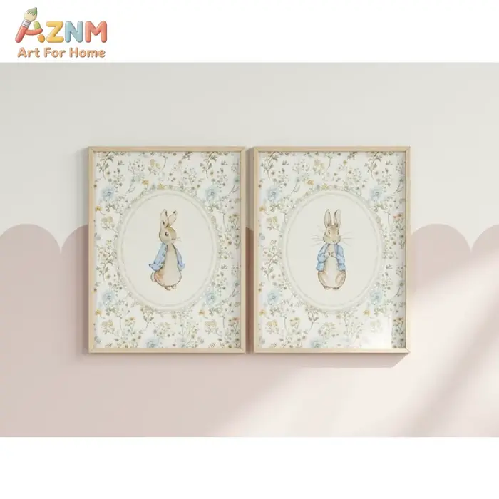 AZNM Impression sur toile vintage Peter Rabbit sans cadre