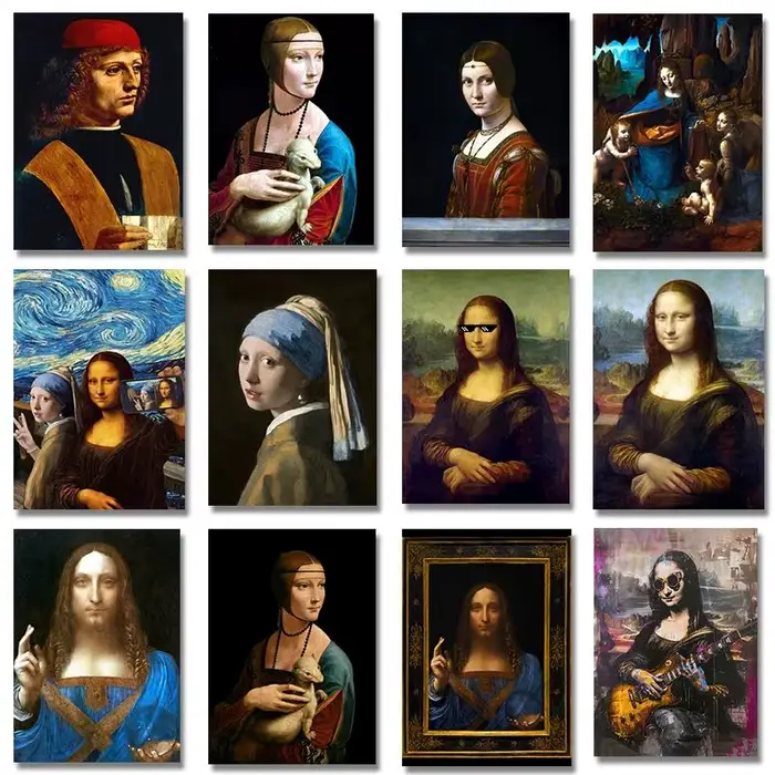 Leonardo Da Vinci œuvre salvator Mundi Mona Lisa toile peinture affiche impression mur Art pour salon décor à la maison