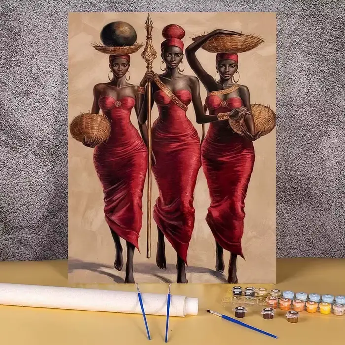 Peinture par numéros 30x40cm pour adultes, peinture à la main de femmes africaines, coloriage par nu