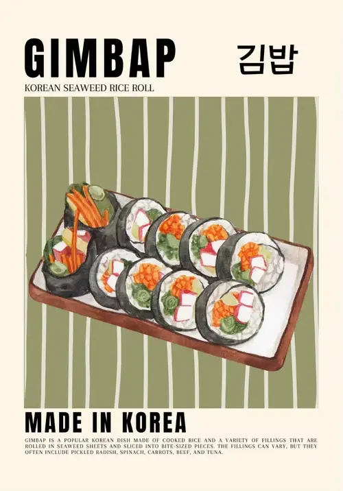 Affiche de peinture sur toile de nourriture asiatique, Ramen japonais coréen Kimchi Cuisine, affiche