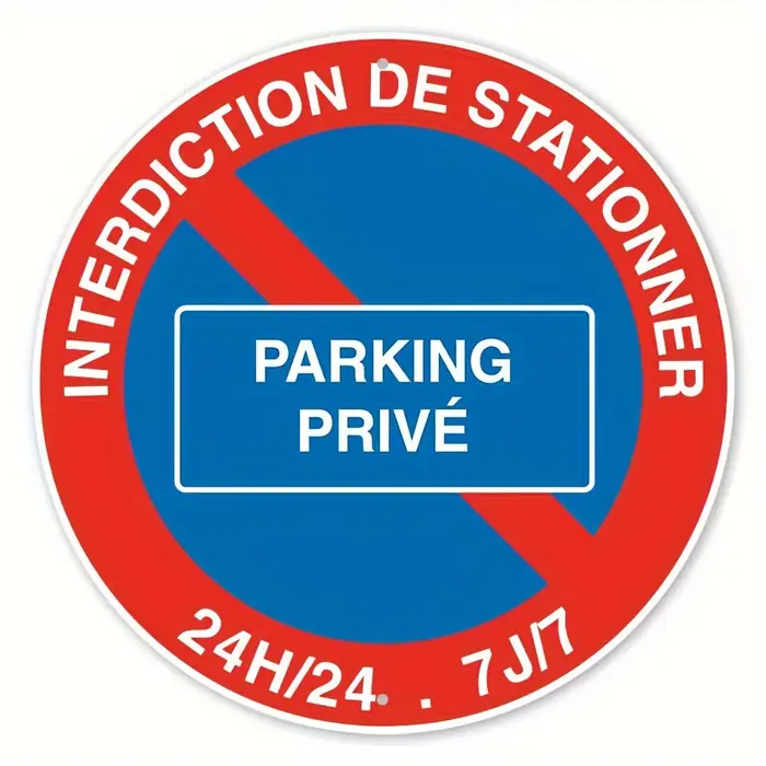 Panneau de stationnement français en aluminium de Style contemporain, 1 pièce, "Interdiction de Stat
