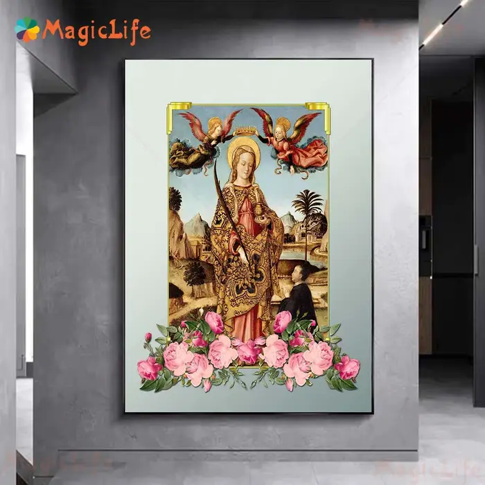 Notre-dame du chapelet Art religieux impression Saints catholiques mur Art toile peinture la vierge 