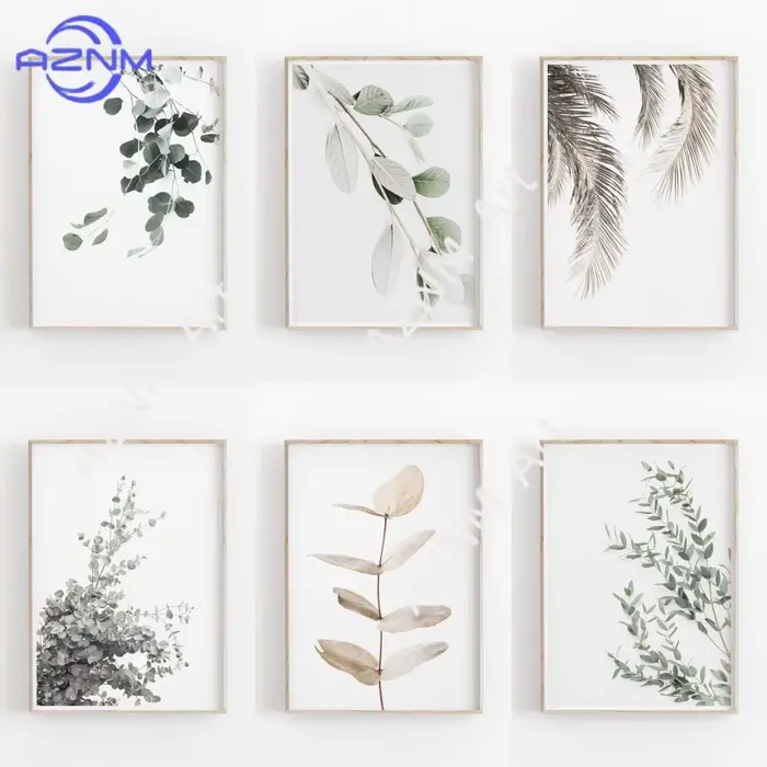 1PC/6PCS Affiche Botanique Nordique Minimaliste sur Toile