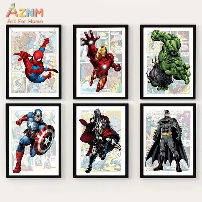 Ensemble d'affiches de super-héros de bandes dessinées