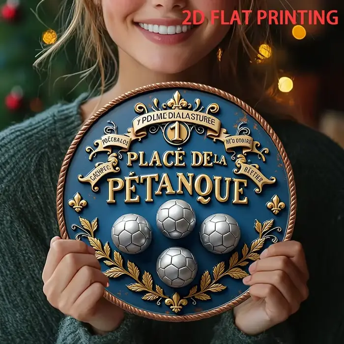 Décor de jeu de boules françaises Vintage 2D plat
