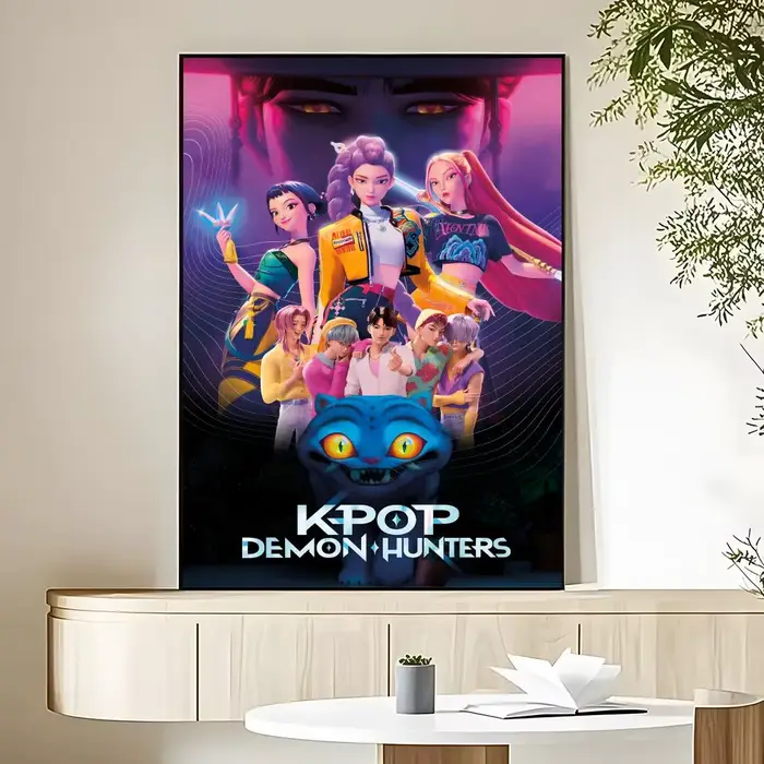 Affiche KPop Demon Hunters, art HD, autocollant mural imperméable, décoration esthétique pour la mai