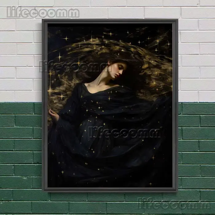Peinture sur toile de la triple déesse de la nuit