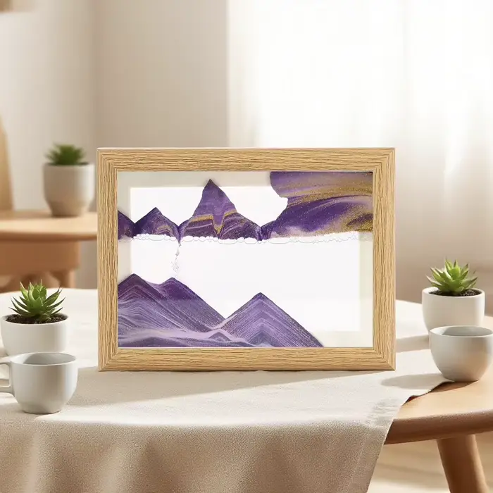 Cadre en bois paysage de sable en mouvement