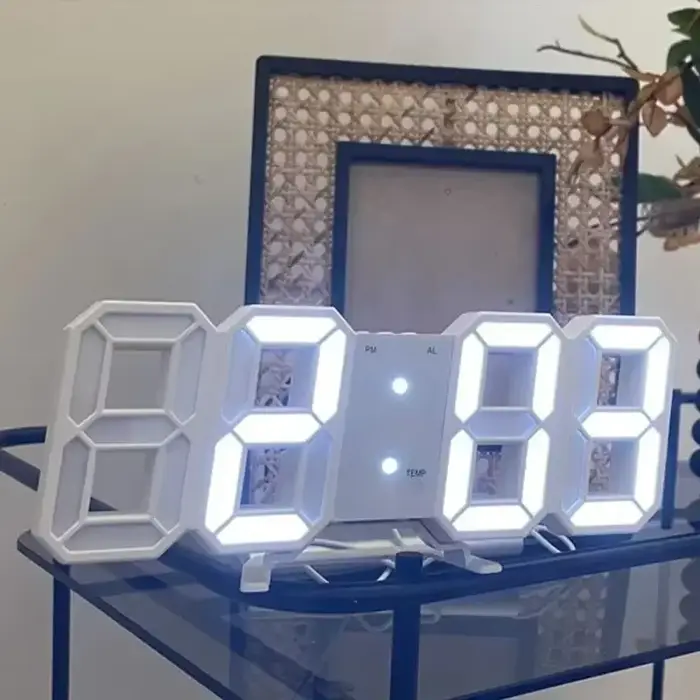 Table 3D LED réveil Date/température pour la maison cuisine bureaux horloge décoration jardin horloges