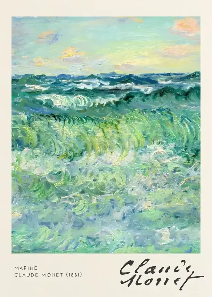 Claude Monet-Affiche Imprimée de Collection d'emouvres d'Art Classiques, Peinture sur Toile de Paysa