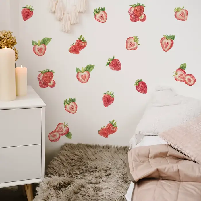 Autocollant mural à motif de fraises