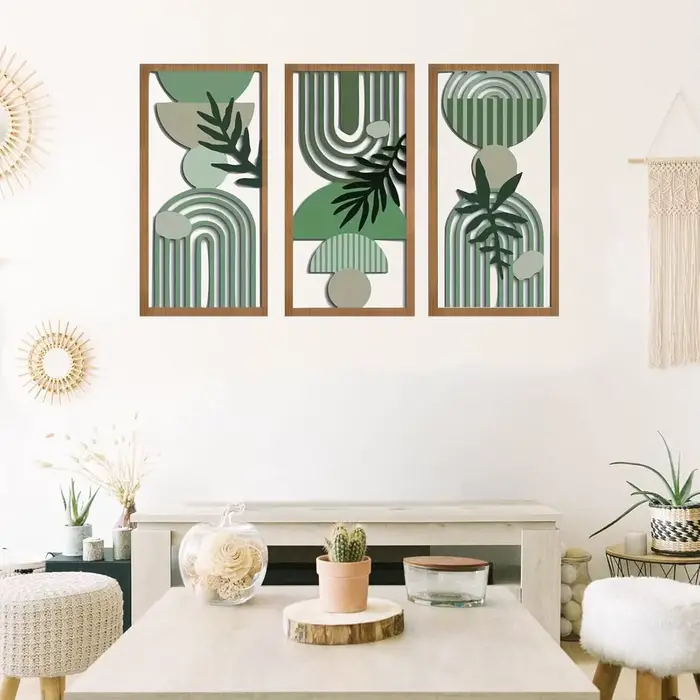 Décoration murale moderne bohème en bois