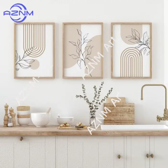 Impressions murales neutres sans cadre pour la décoration intérieure moderne et minimaliste, affiches de plantes bohèmes, décoration beige japonaise pour salon et chambre à coucher