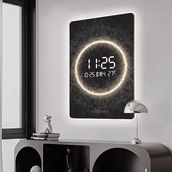 Grande horloge murale moderne à affichage numérique LED, salon, silencieux, art intérieur, montres murales, luxe, décoration de la maison