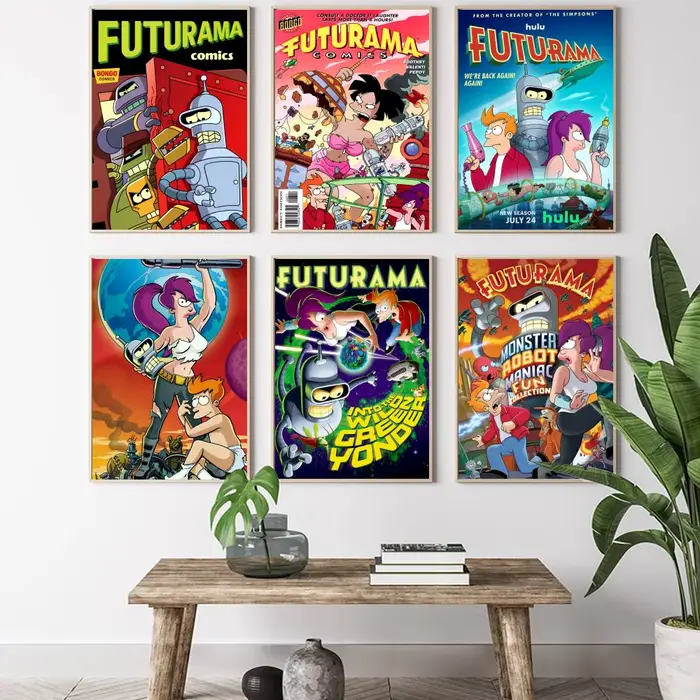 Dessin animé Futuramas peinture calligraphie HD toile affiche salon chambre bar décoration esthétique